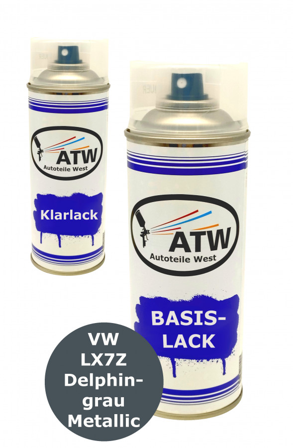 Autolack für VW LX7Z Delphingrau Metallic+400ml Klarlack Set